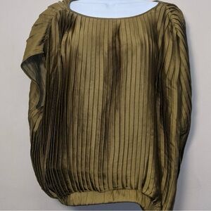 Bailey 44 Gold Puff Sleeve Blouse with Pleated Design